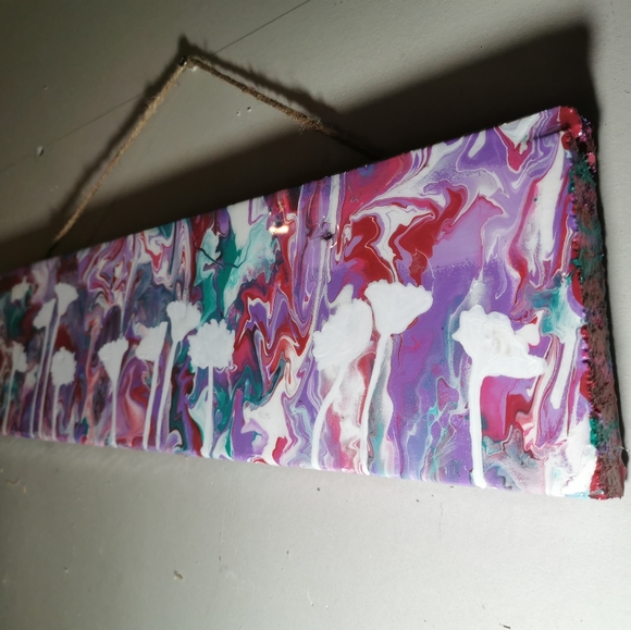 Wood Abstract Painting Melting Roses colors decor - Picture 2 of 12